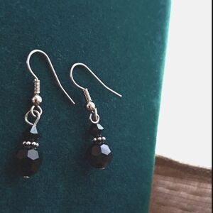 Black Faceted Bead Minimalist Dangle Earrings